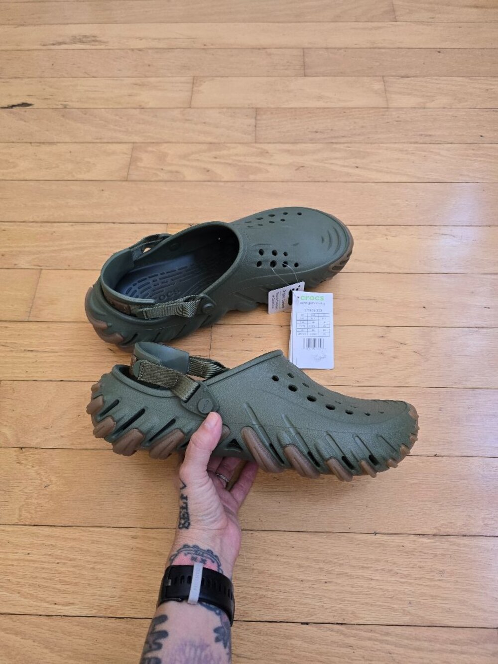 Crocs | Echo Gum RO Clog Olive Army Green Sporty Gum Sole Clogs | Men's 11